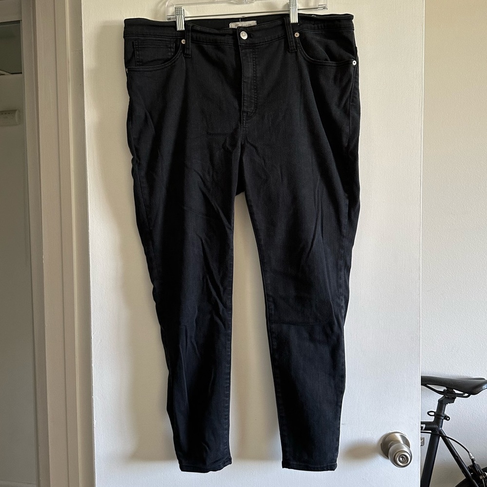 Madewell Black 9” High Rise Skinny Stretch Comfy Jeans Size 34 EUC